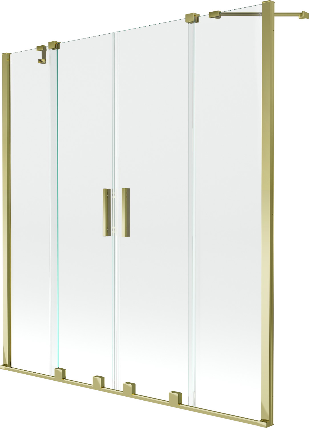 Mexen Velar Duo paravan cadă 2-aripi culisant 140 x 150 cm, transparent, Auriu - 896-140-000-02-50