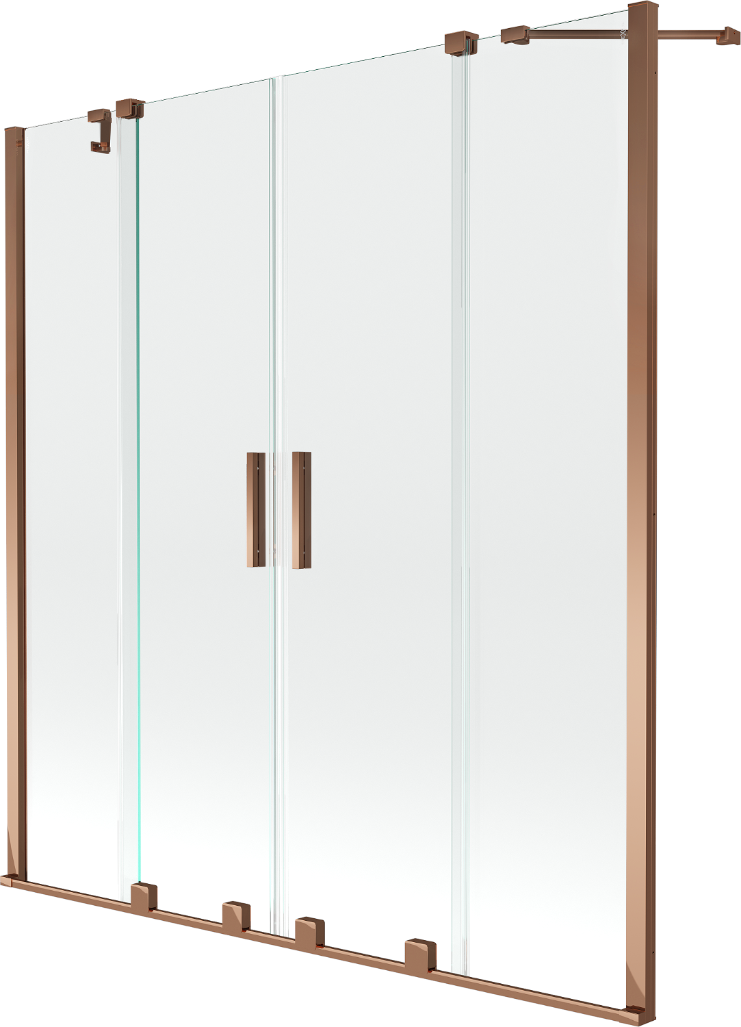 Mexen Velar Duo paravan cadă 2-aripi culisant 150 x 150 cm, transparent, Roz-auriu - 896-150-000-02-60