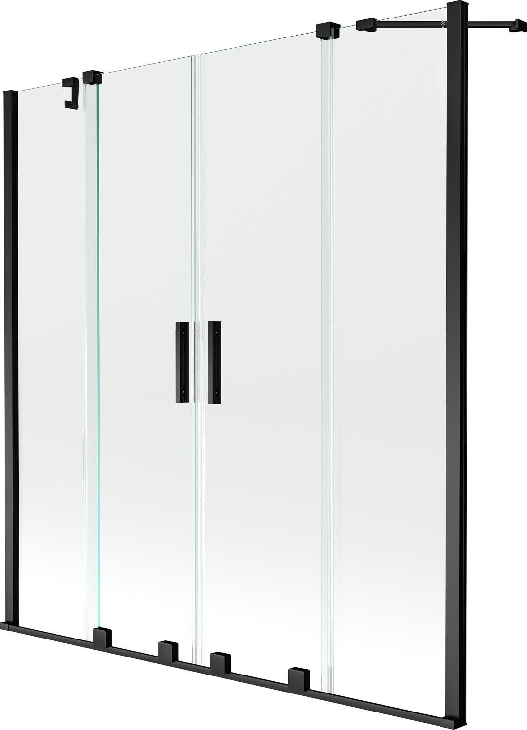 Mexen Velar Duo paravan cadă 2-aripi culisant 150 x 150 cm, transparent, Neagră - 896-150-000-02-70