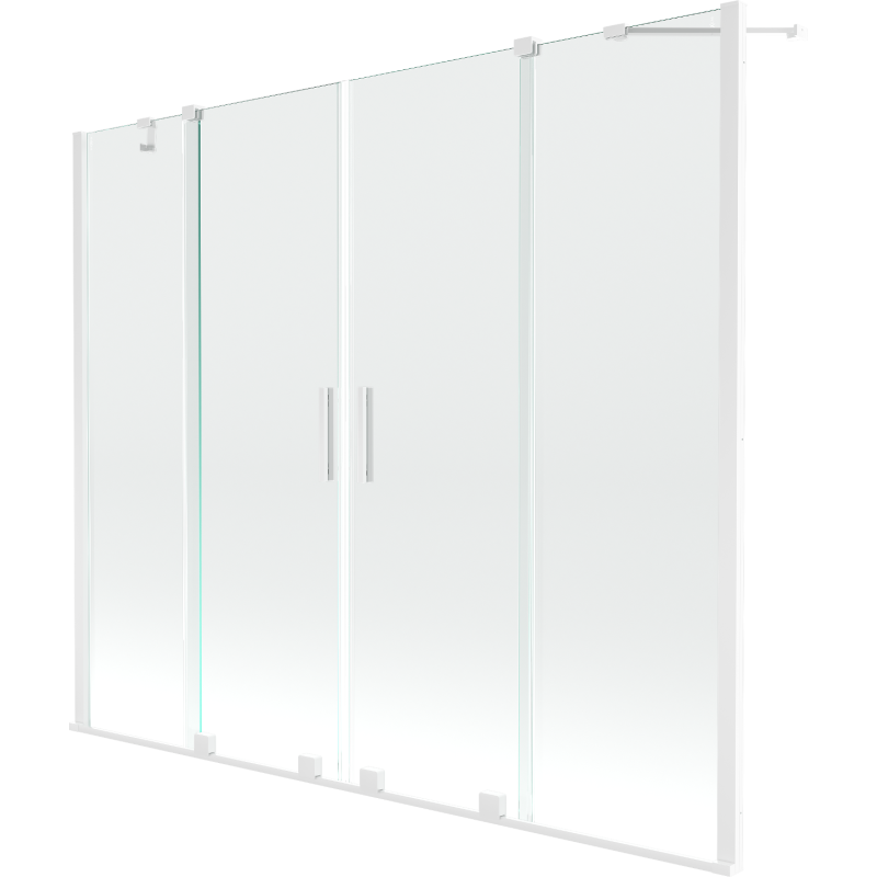 Mexen Velar Duo paravan cadă 2-aripi culisant 200 x 150 cm, transparent, Albă - 896-200-000-02-20