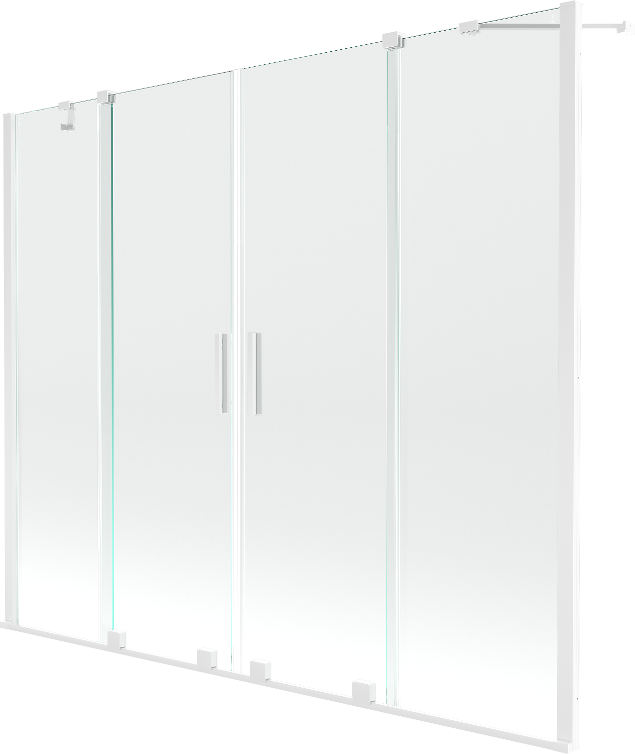 Mexen Velar Duo paravan cadă 2-aripi culisant 200 x 150 cm, transparent, Albă - 896-200-000-02-20