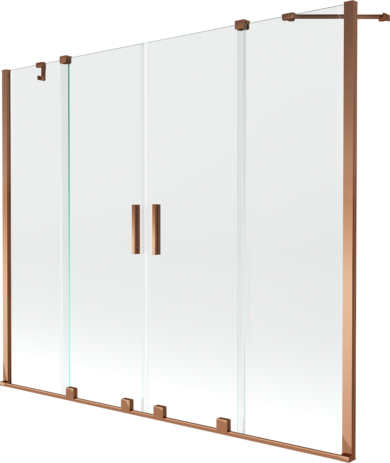 Mexen Velar Duo paravan cadă 2-aripi culisant 170 x 150 cm, transparent, Roz-auriu - 896-170-000-02-60