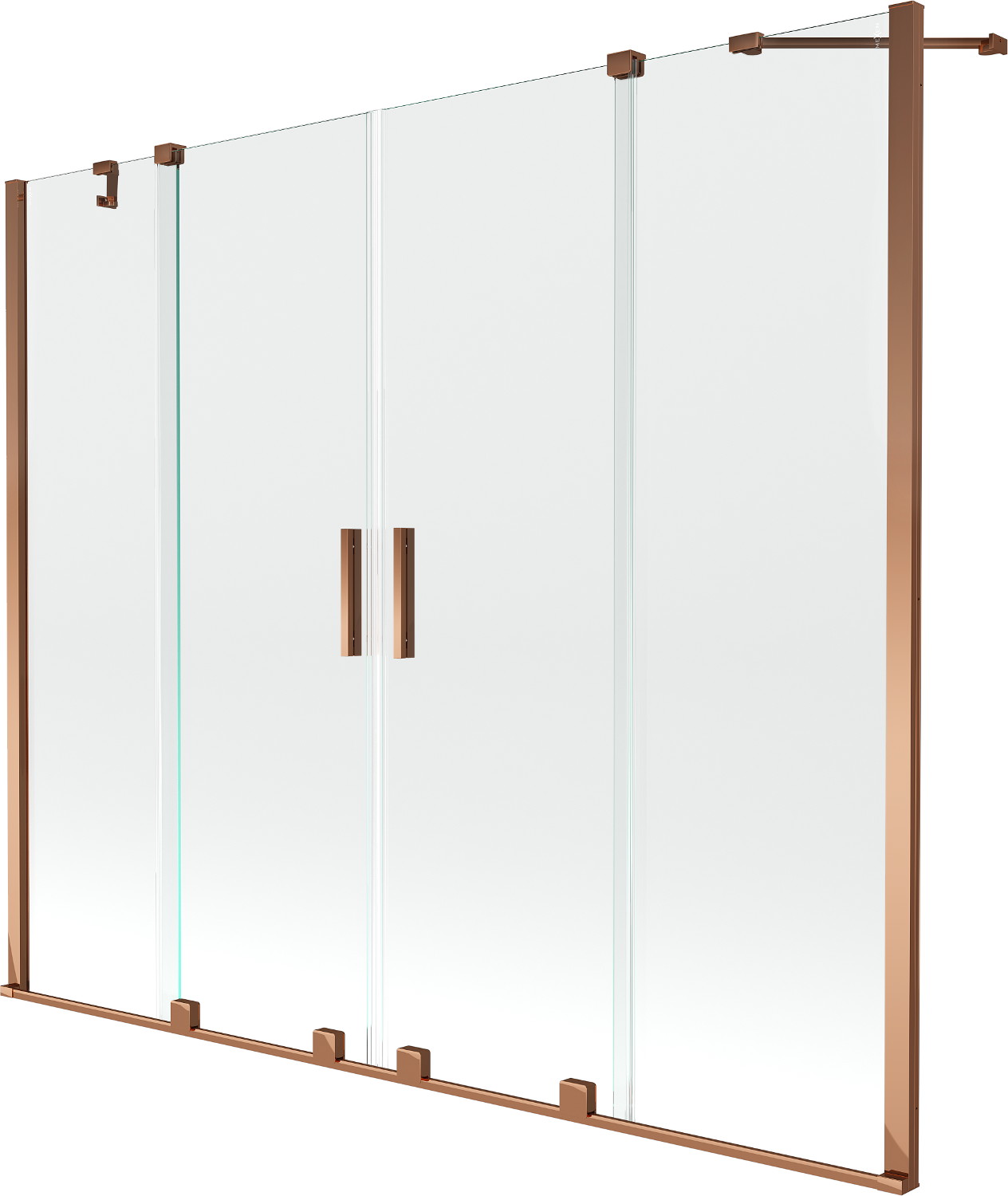 Mexen Velar Duo paravan cadă 2-aripi culisant 180 x 150 cm, transparent, Roz-auriu - 896-180-000-02-60