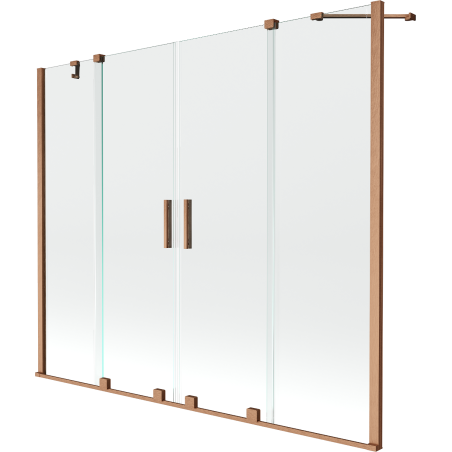 Mexen Velar Duo paravan cadă 2-aripi culisant 170 x 150 cm, transparent, Cupru cu aspect periat - 896-170-000-02-65