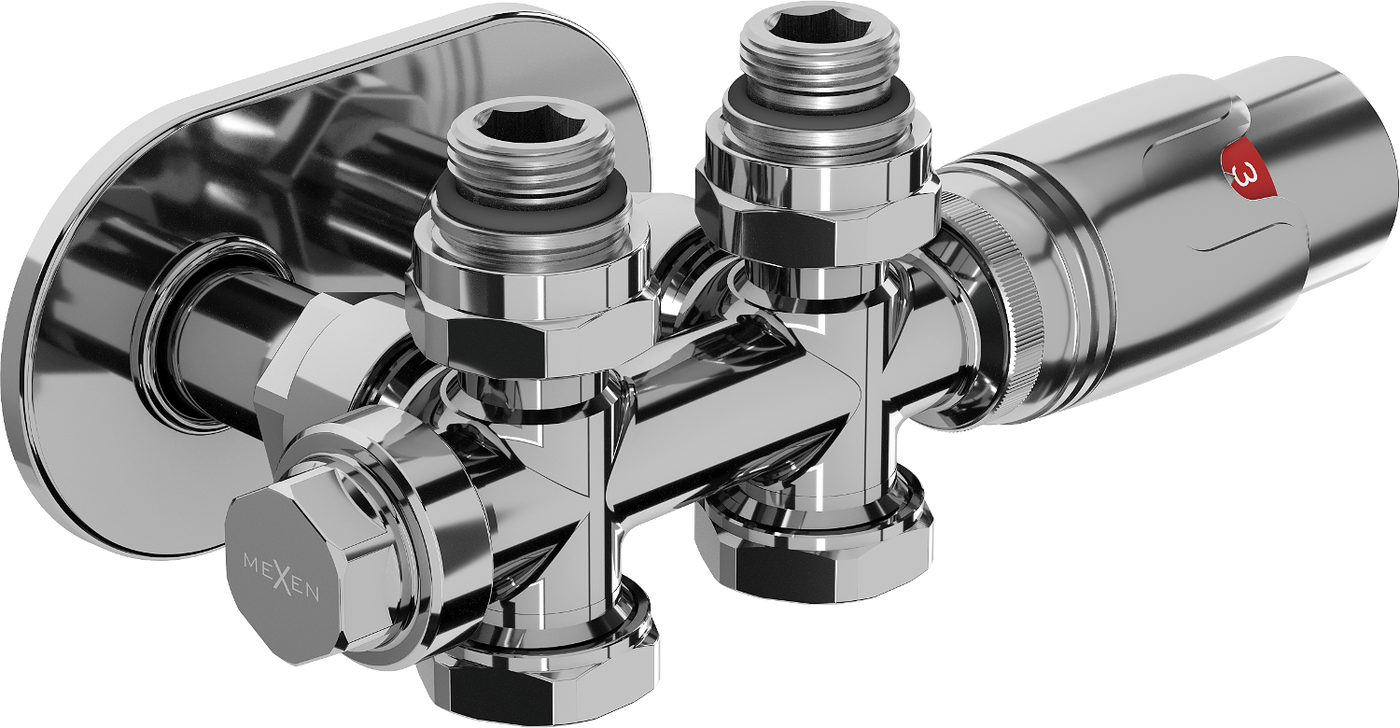 Mexen G00 set termostatic unghiular/drept cu mască R, Duplex, DN50, crom - W908-900-905-01