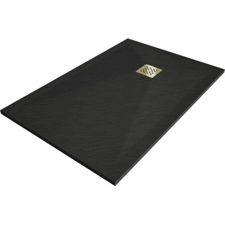 Mexen Stone+ bazin compus dreptunghiular 120 x 70 cm, negru, capac auriu - 44707012-G