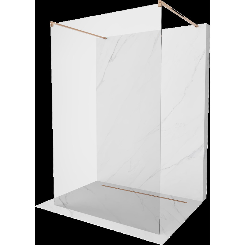 Mexen Kioto perete dus freestanding 125 x 200 cm, transparent 8 mm, aur roz - 800-125-002-60-00