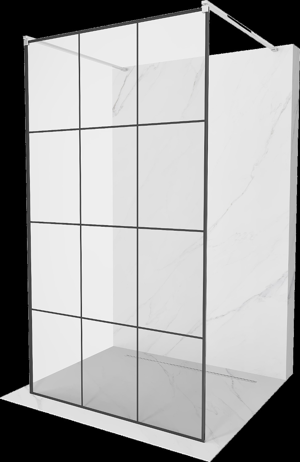 Mexen Kioto perete de duș de sine stătător 110 x 200 cm, transparent/Model negru 8 mm, Crom - 800-110-002-01-77