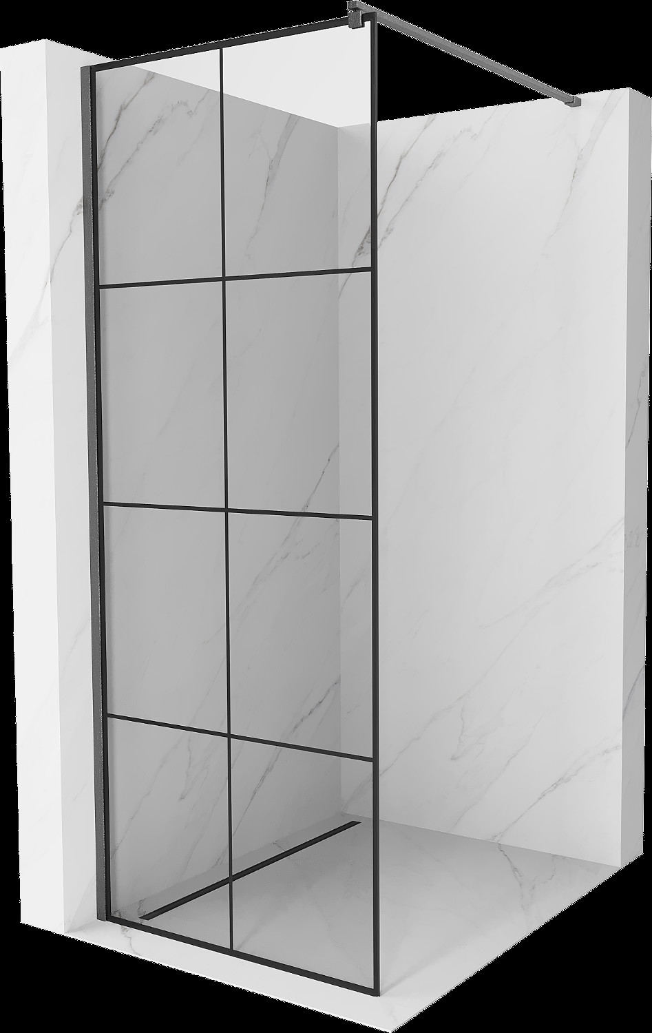 Mexen Kioto perete de duș Walk-in 70 x 200 cm, model negru 8 mm, gri cu lustruire - 800-070-101-66-77