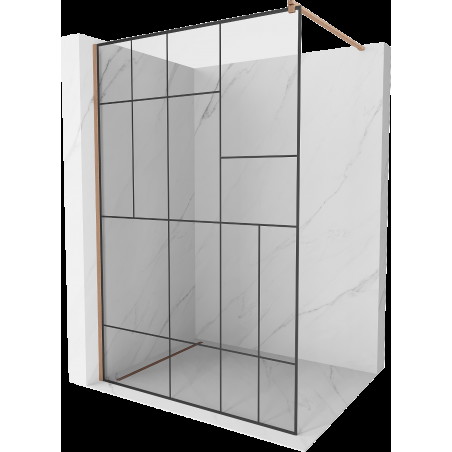 Mexen Kioto perete de duș Walk-in 130 x 200 cm, model negru 8 mm, cupru periat - 800-130-101-65-78