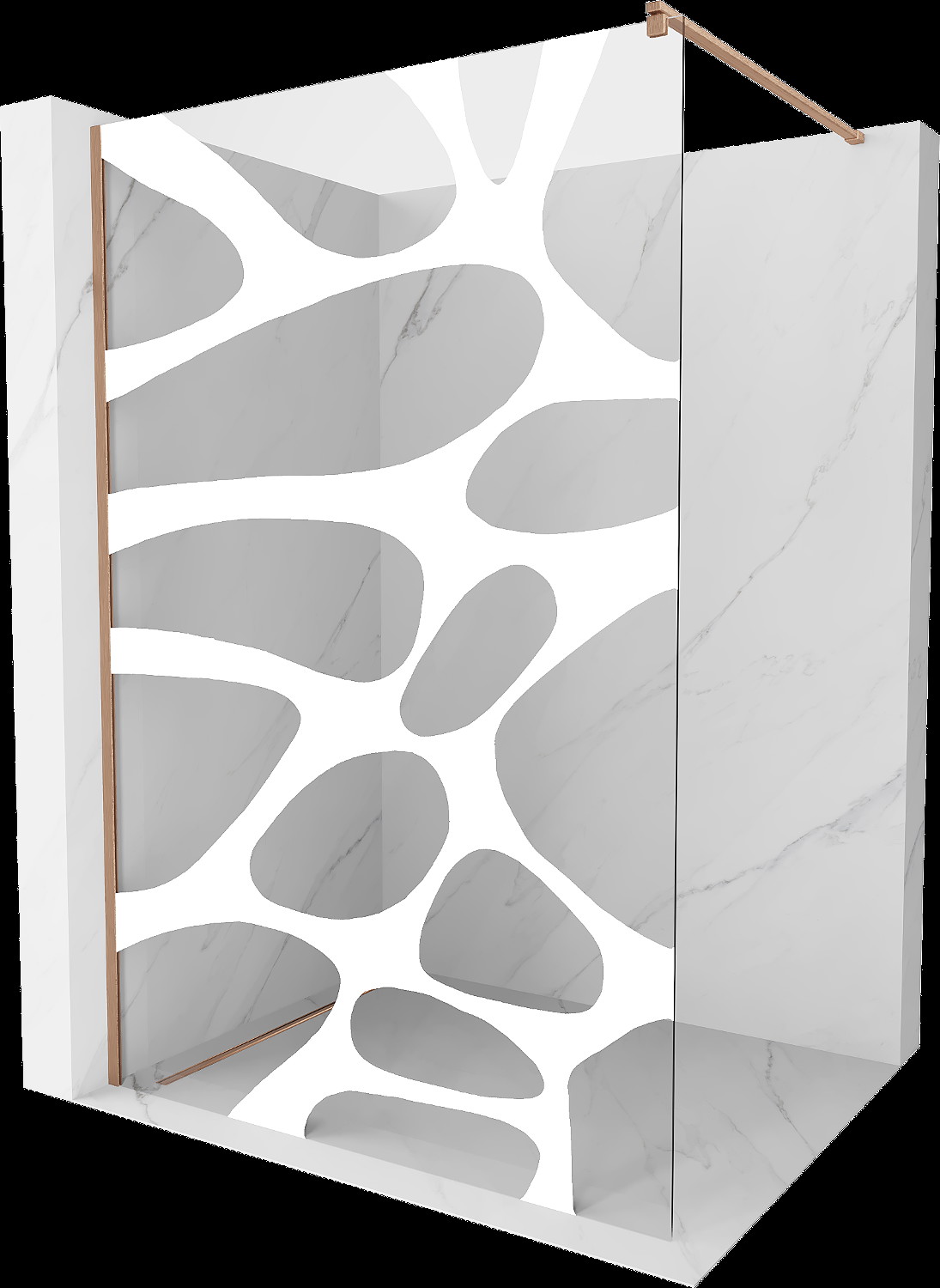 Mexen Kioto perete de duş Walk-in 120 x 200 cm, model alb 8 mm, cupru periat - 800-120-101-65-97