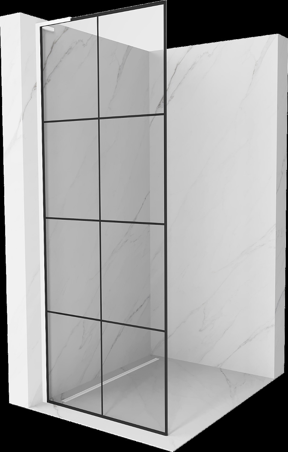 Mexen Kioto L perete de duș Walk-in 90 x 200 cm, model negru, alb - 800-090-103-20-77