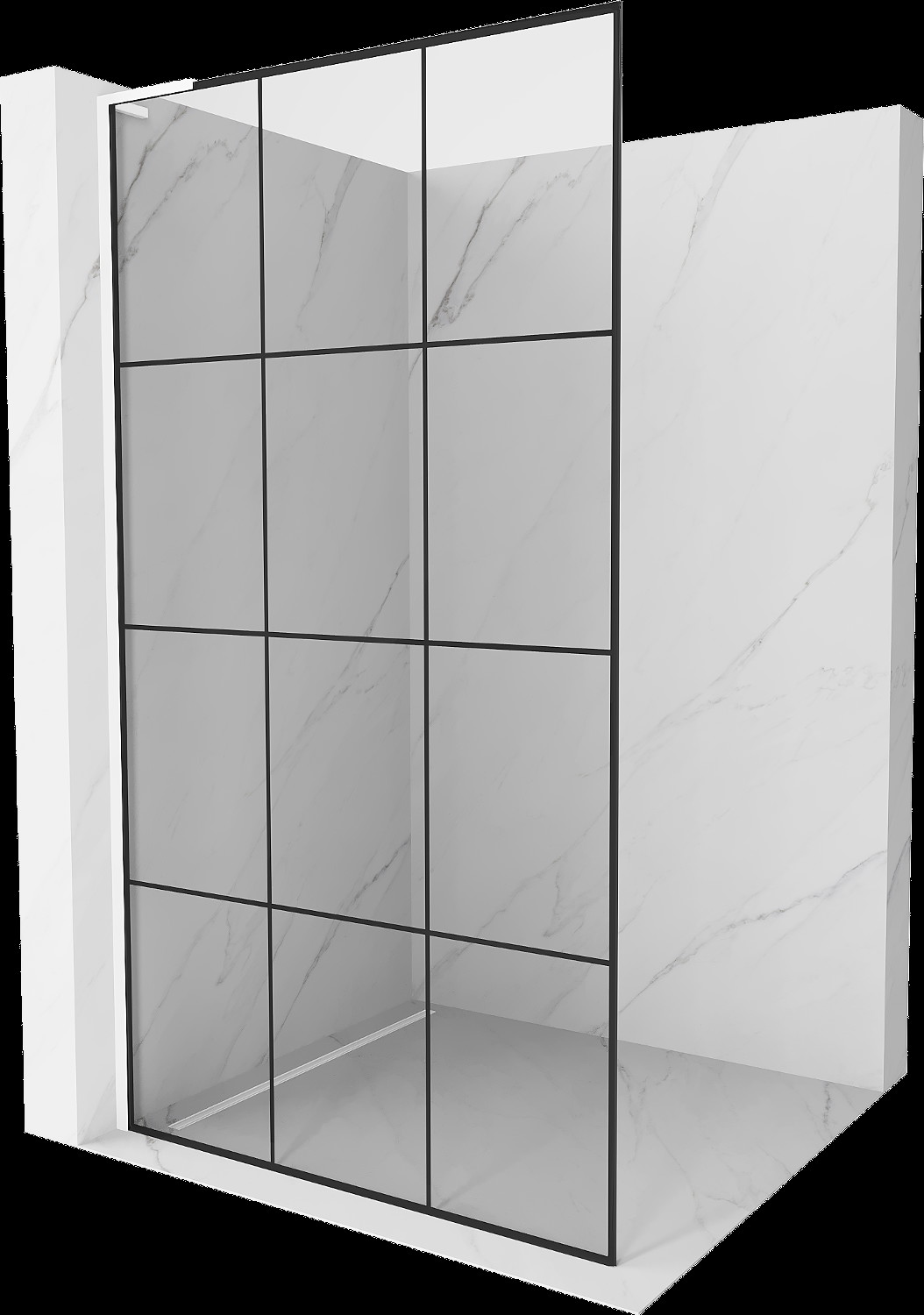 Mexen Kioto L perete pentru duș Walk-in 100 x 200 cm, model negru, alb - 800-100-103-20-77