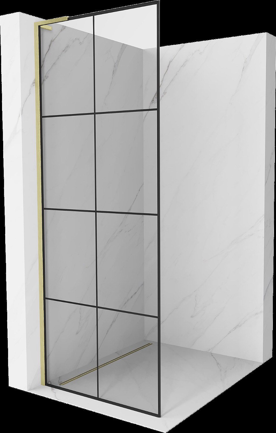 Mexen Kioto L paravanu de duș Walk-in 70 x 200 cm, model negru, aur lucios - 800-070-103-55-77