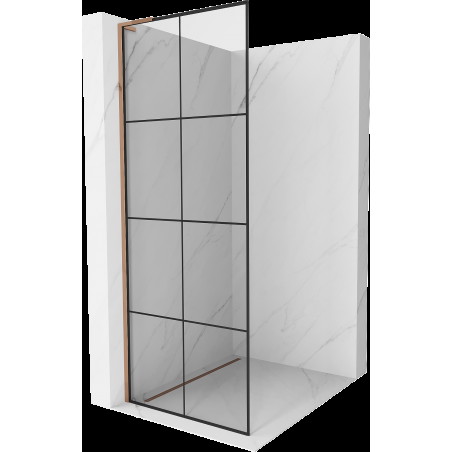 Mexen Kioto L perete de dus Walk-in 80 x 200 cm, model negru, aur roz - 800-080-103-60-77