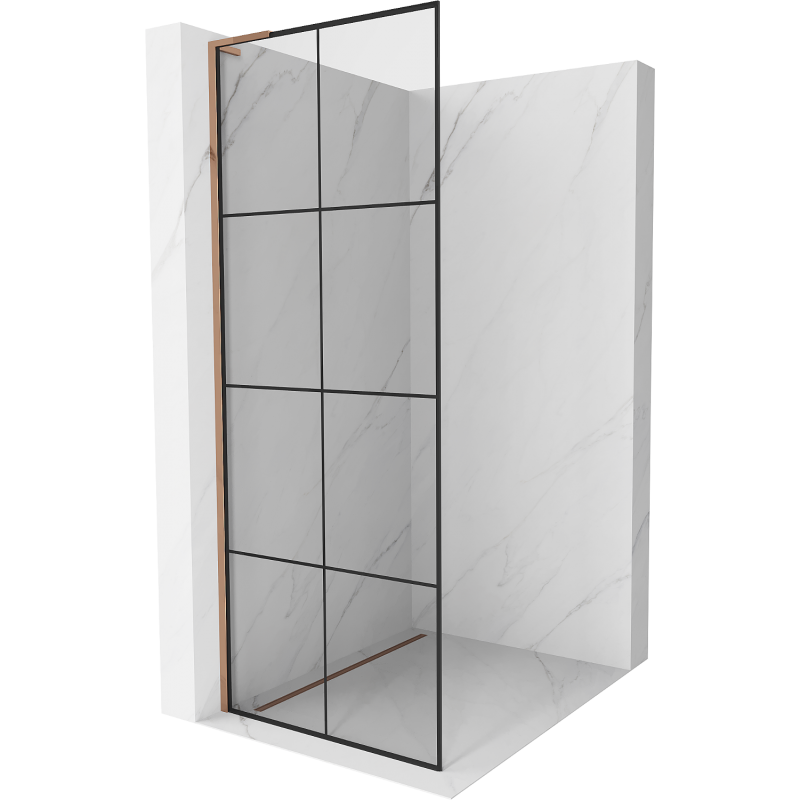 Mexen Kioto L duș Walk-in 90 x 200 cm, model cu fundal negru, aur roz - 800-090-103-60-77