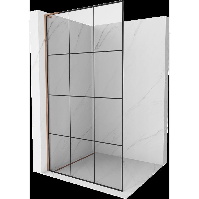 Mexen Kioto L perete duș Walk-in 120 x 200 cm, model negru, aur roz - 800-120-103-60-77