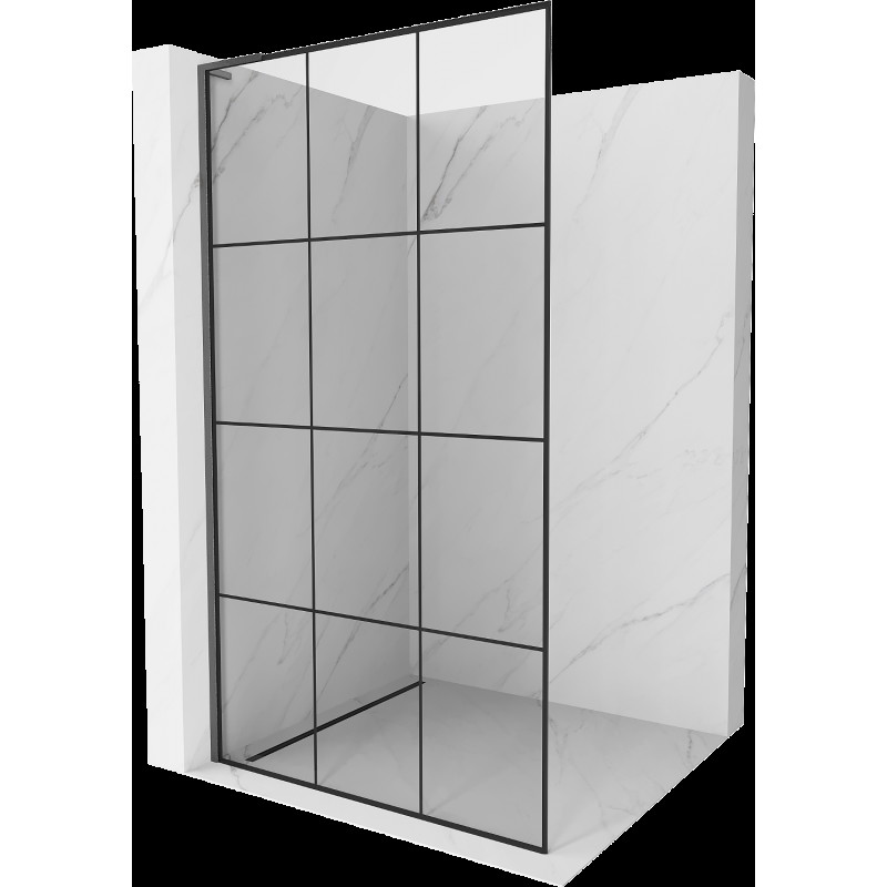 Mexen Kioto L perete duș Walk-in 100 x 200 cm, model negru, gri armațat - 800-100-103-66-77