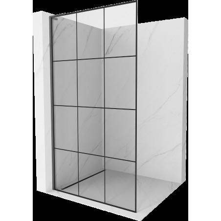 Mexen Kioto L perete duș Walk-in 100 x 200 cm, model negru, gri armațat - 800-100-103-66-77