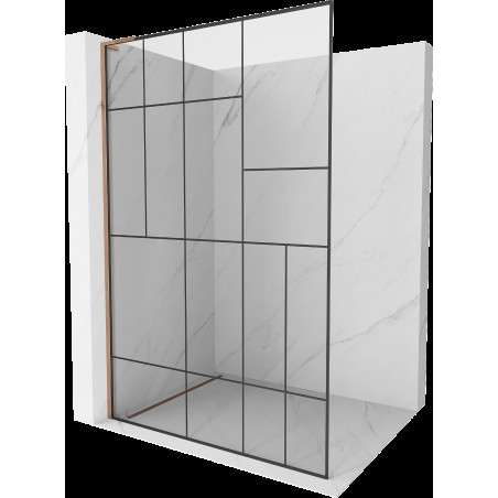 Mexen Kioto L perete duș Walk-in 100 x 200 cm, model negru, aur roz - 800-100-103-60-78