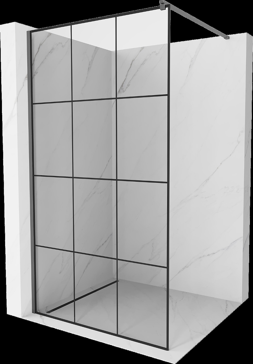 Mexen Kioto perete duș Walk-in 120 x 200 cm, model negru 8 mm, gun metal - 800-120-101-95-77