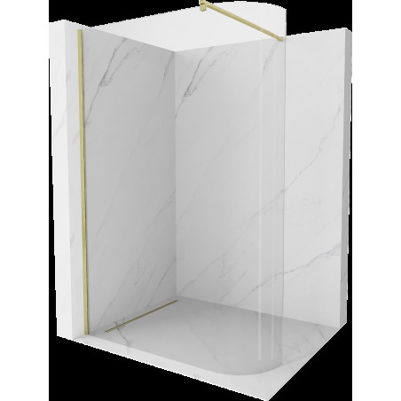 Mexen Kioto cabina de duş curbată Walk-in 100 x 200 cm, sticlă transparentă de 8 mm, finisaj auriu periat - 800-100-101-55-06