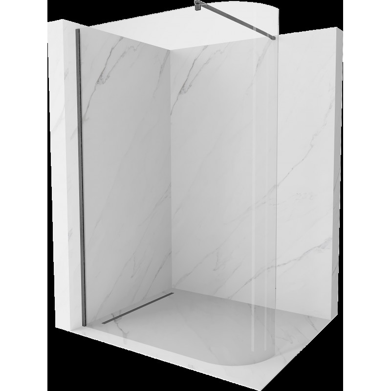 Mexen Kioto paravan de duş curbat Walk-in 80 x 200 cm, sticlă transparentă de 8 mm, gri armata periat - 800-080-101-66-06