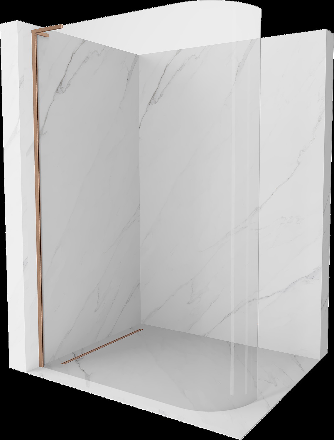 Mexen Kioto L duș perete curbat Walk-in 100 x 200 cm, transparent, bronz satinat - 800-100-103-65-06