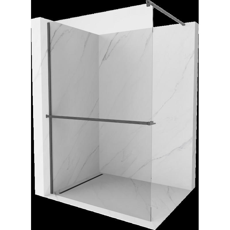 Mexen Kioto+ panou de duș cu suport Walk-in 90 x 200 cm, transparent, gri armat periat - 800-090-121-66-00