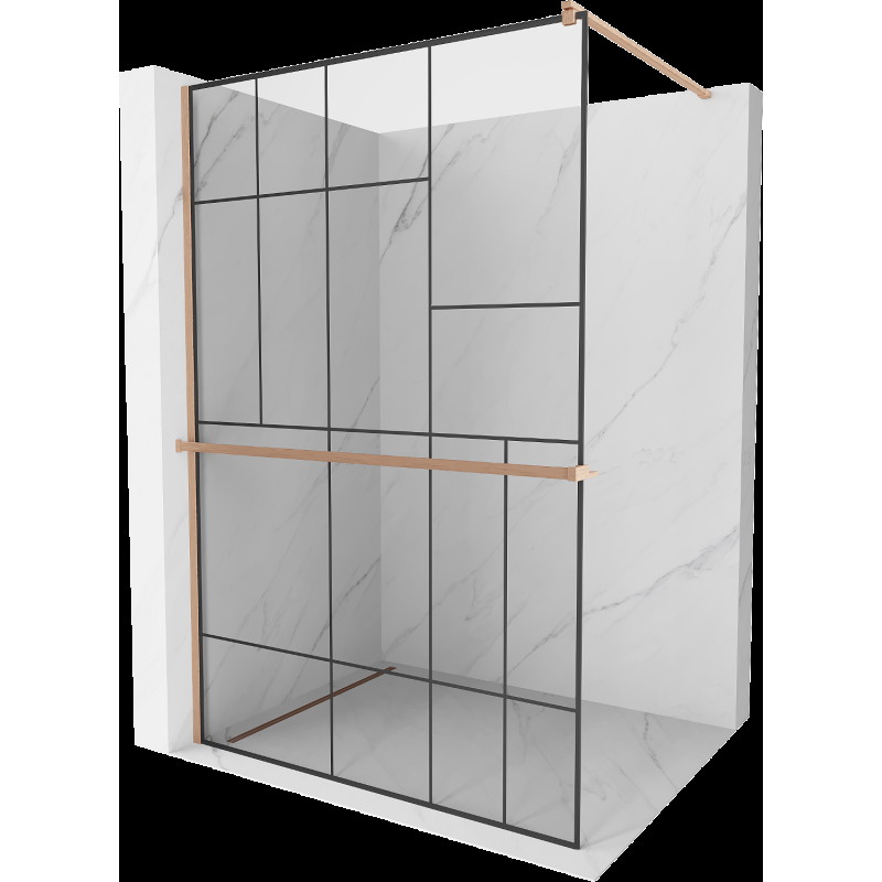 Mexen Kioto+ paravan de duș cu suport Walk-in 80 x 200 cm, model negru, bronz periat - 800-080-121-65-78