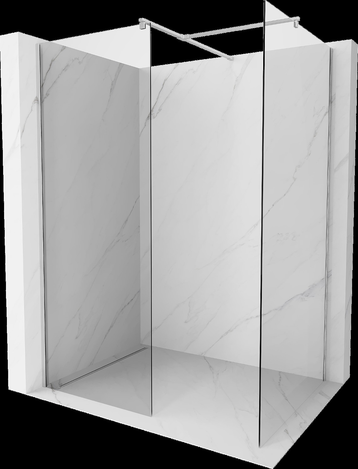 Mexen Kioto perete Walk-in 130 x 90 cm, transparent, crom - 800-130-202-01-00-090