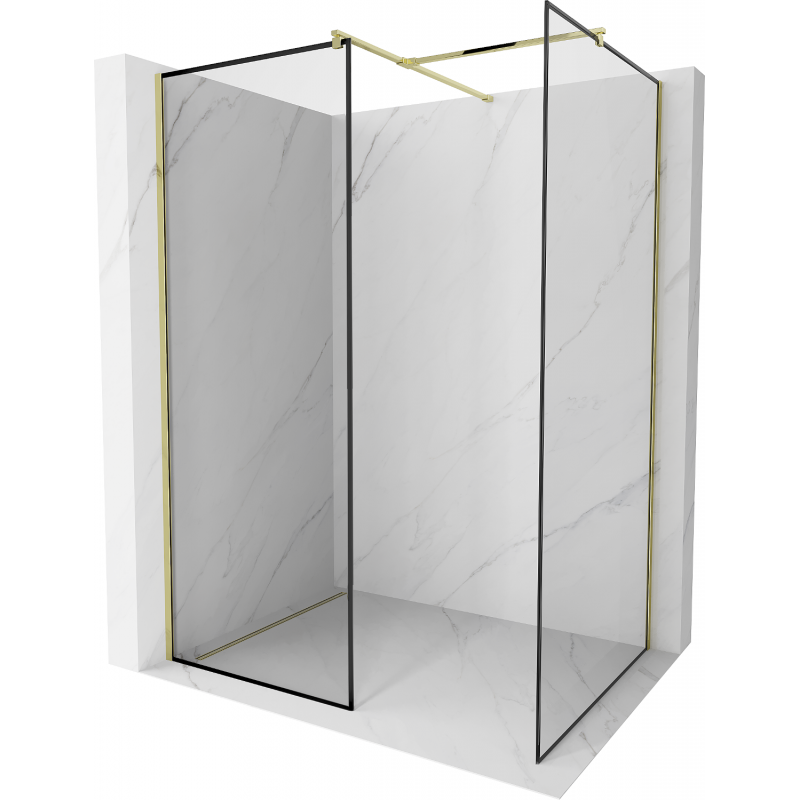 Mexen Kioto perete de duş Walk-in 90 x 90 cm, model negru, aurit - 800-090-202-50-70-090