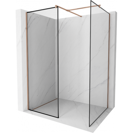 Mexen Kioto perete duș Walk-in 150 x 110 cm, model negru, aur roz - 800-150-202-60-70-110