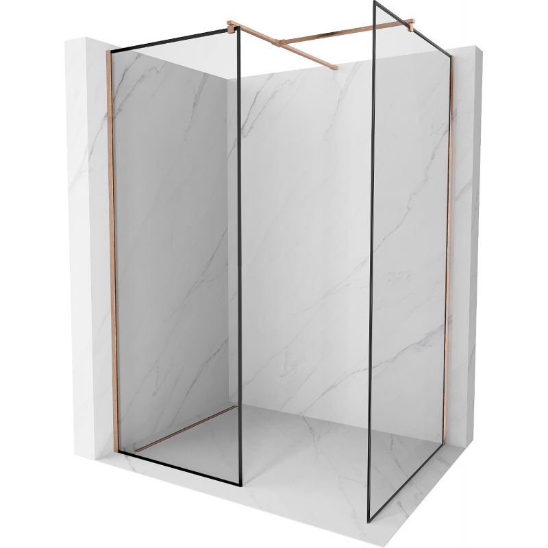 Mexen Kioto perete de duș Walk-in 160 x 120 cm, model negru, cupru periat - 800-160-202-65-70-120