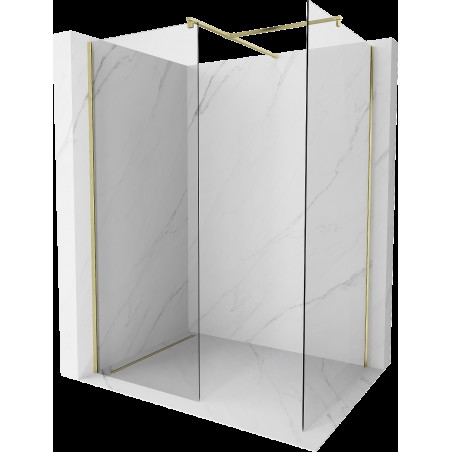 Mexen Kioto perete duș Walk-in 80 x 80 cm, transparent, aurit periat - 800-080-202-55-00-080