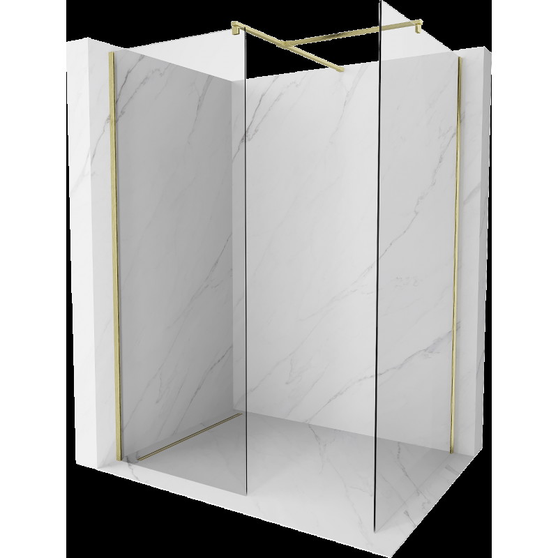 Mexen Kioto perete duș Walk-in 100 x 75 cm, transparent, aurit periat - 800-100-202-55-00-075