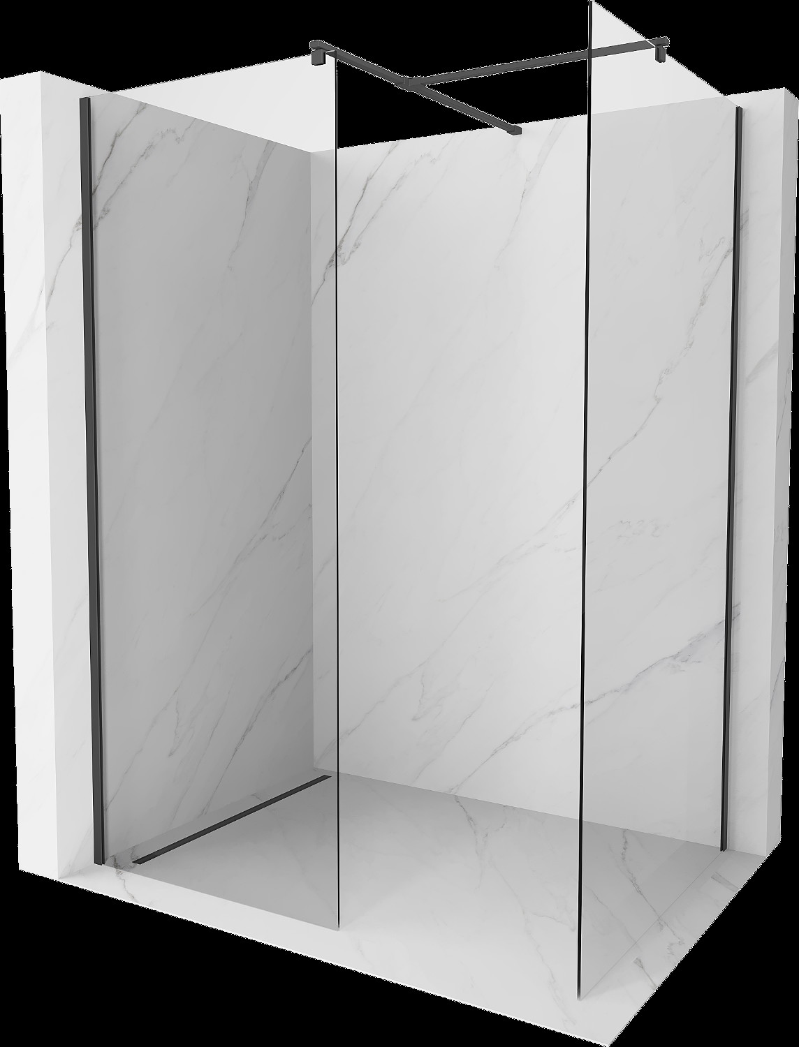 Mexen Kioto perete de duş Walk-in 110 x 105 cm, transparent, negru - 800-110-202-70-00-105