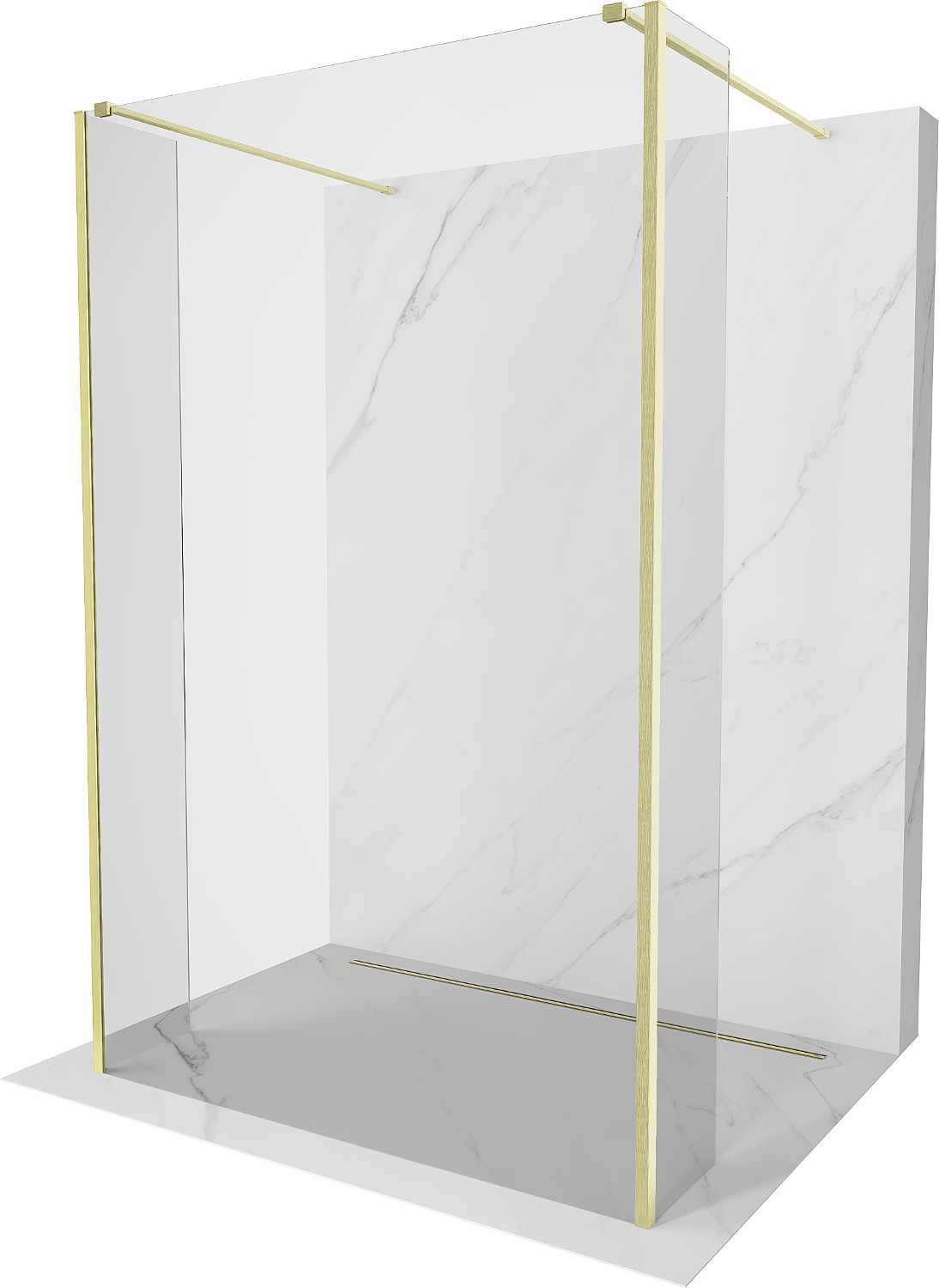 Mexen Kioto duș șiancă freestanding 95 x 30 x 30 cm, transparent, aurit periat - 800-095-030-222-55-00-030