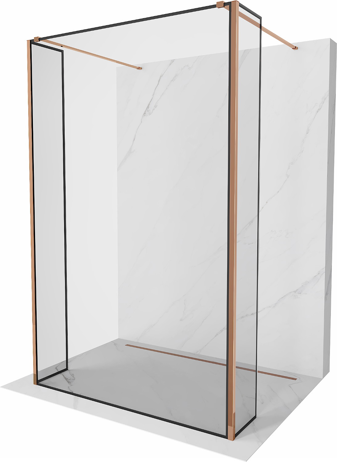 Mexen Kioto perete de duș freestanding 160 x 30 x 30 cm, model negru, aur roz - 800-160-030-222-60-70-030