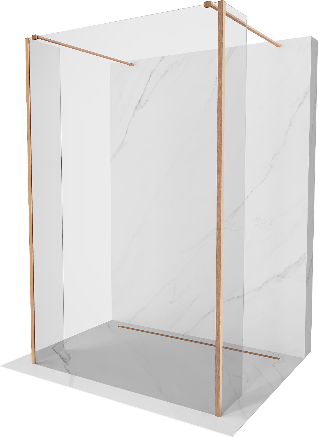 Mexen Kioto paravan de duş freestanding 125 x 30 x 30 cm, transparent, cupru periat