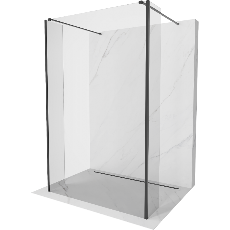 Mexen Kioto perete de dus autoportant 155 x 30 x 30 cm, transparent, negru - 800-155-030-222-70-00-030