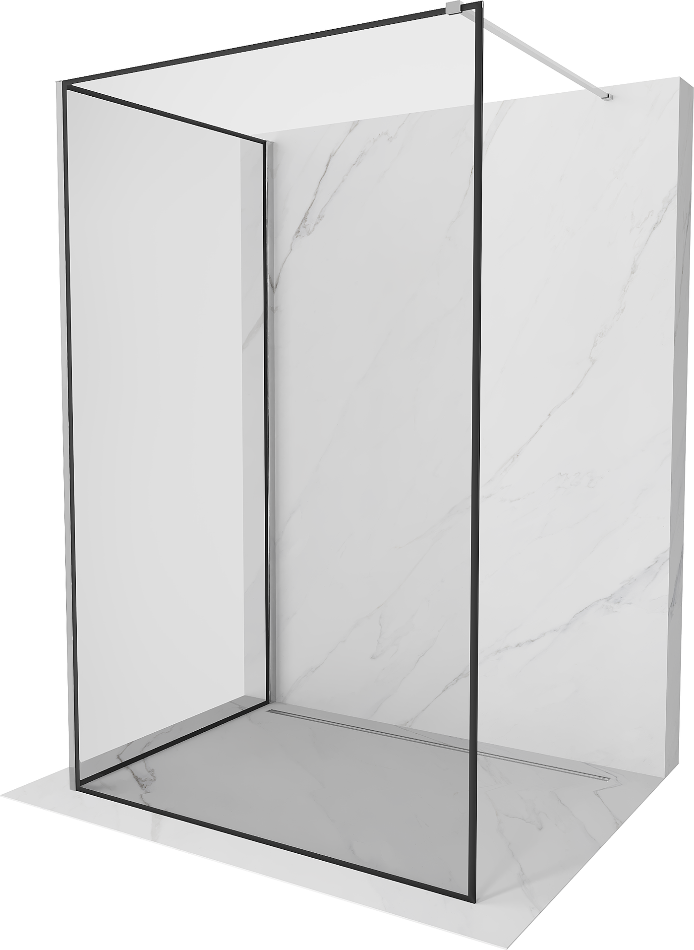 Mexen Kioto perete de duș Walk-in 130 x 90 cm, model negru, crom - 800-130-212-01-70-090