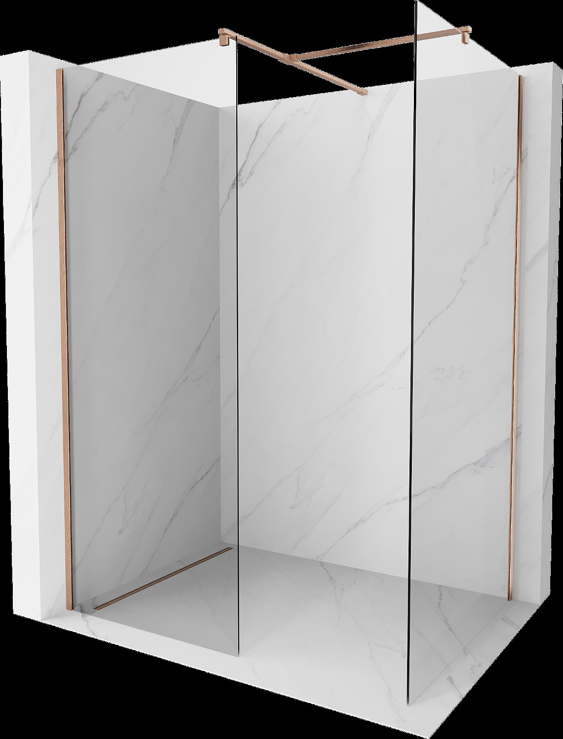 Mexen Kioto panou de duş Walk-in 105 x 80 cm, transparent, cupru periat - 800-105-202-65-00-080