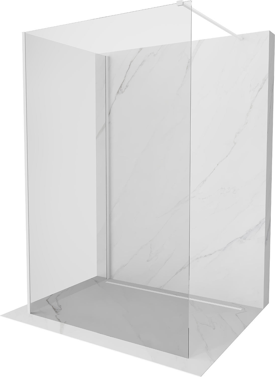 Mexen Kioto perete de dus Walk-in 105 x 100 cm, transparent, alb - 800-105-212-20-00-100