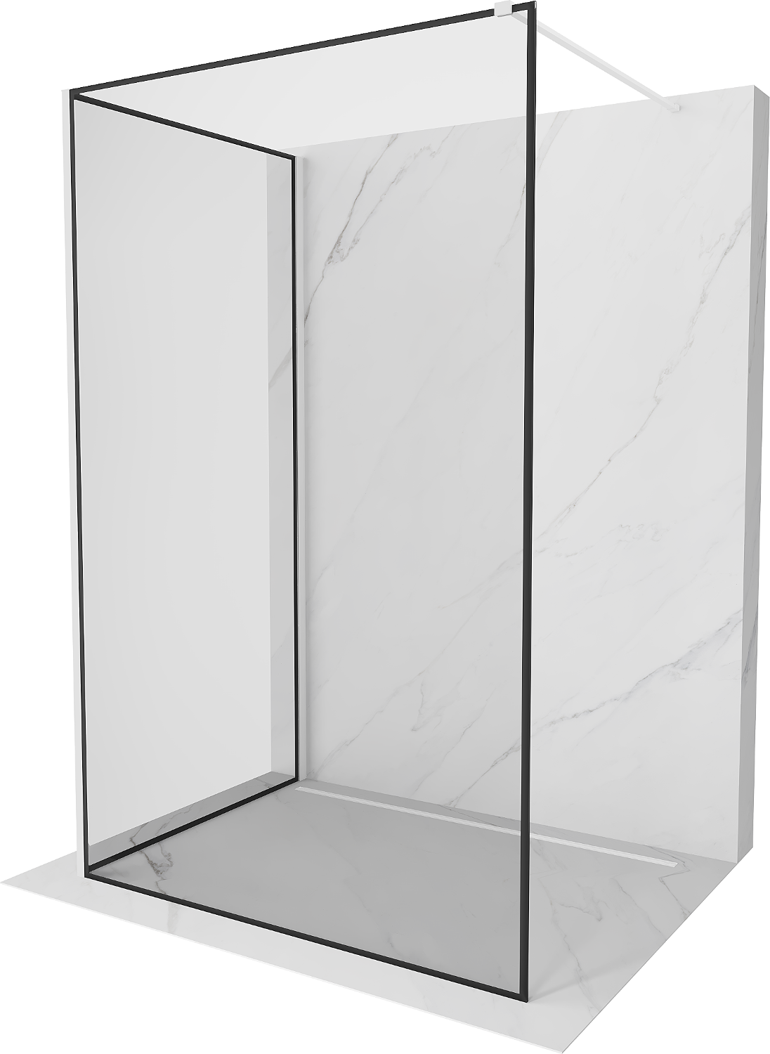 Mexen Kioto perete de duş Walk-in 100 x 100 cm, model negru, alb - 800-100-212-20-70-100