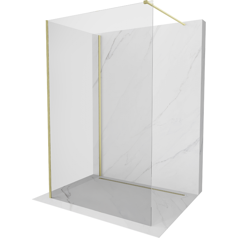 Mexen Kioto perete duș Walk-in 110 x 85 cm, transparent, aurit periat - 800-110-212-55-00-085