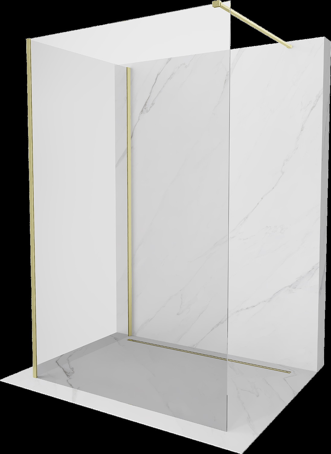 Mexen Kioto perete de duş Walk-in 120 x 90 cm, transparent, aurat periat - 800-120-212-55-00-090