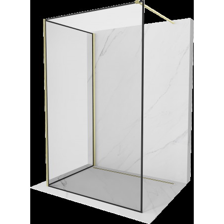 Mexen Kioto perete de duș Walk-in 90 x 80 cm, model negru, finisaj auriu periat - 800-090-212-55-70-080