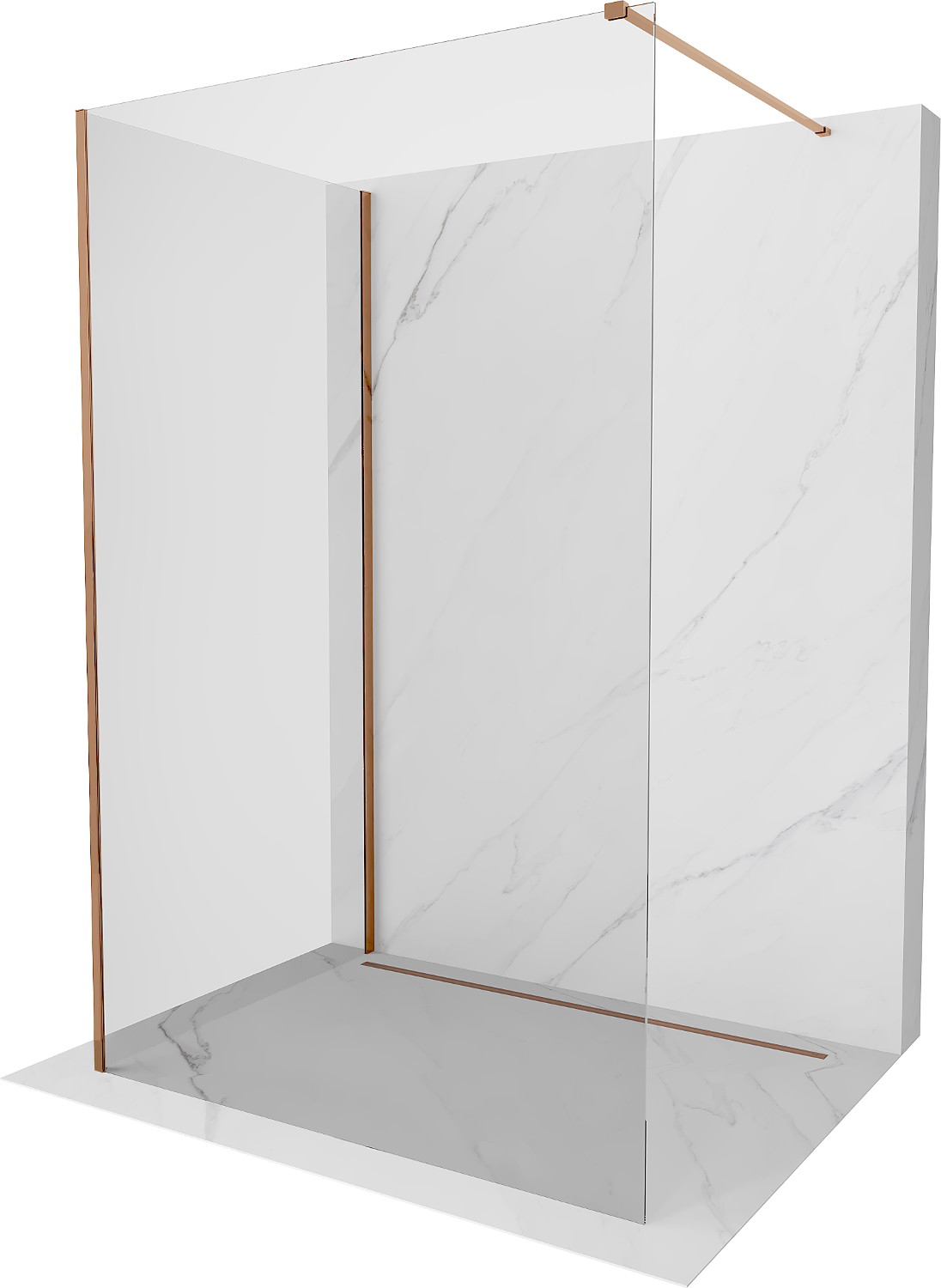 Mexen Kioto paravan de duș Walk-in 100 x 75 cm, transparent, aur roz - 800-100-212-60-00-075