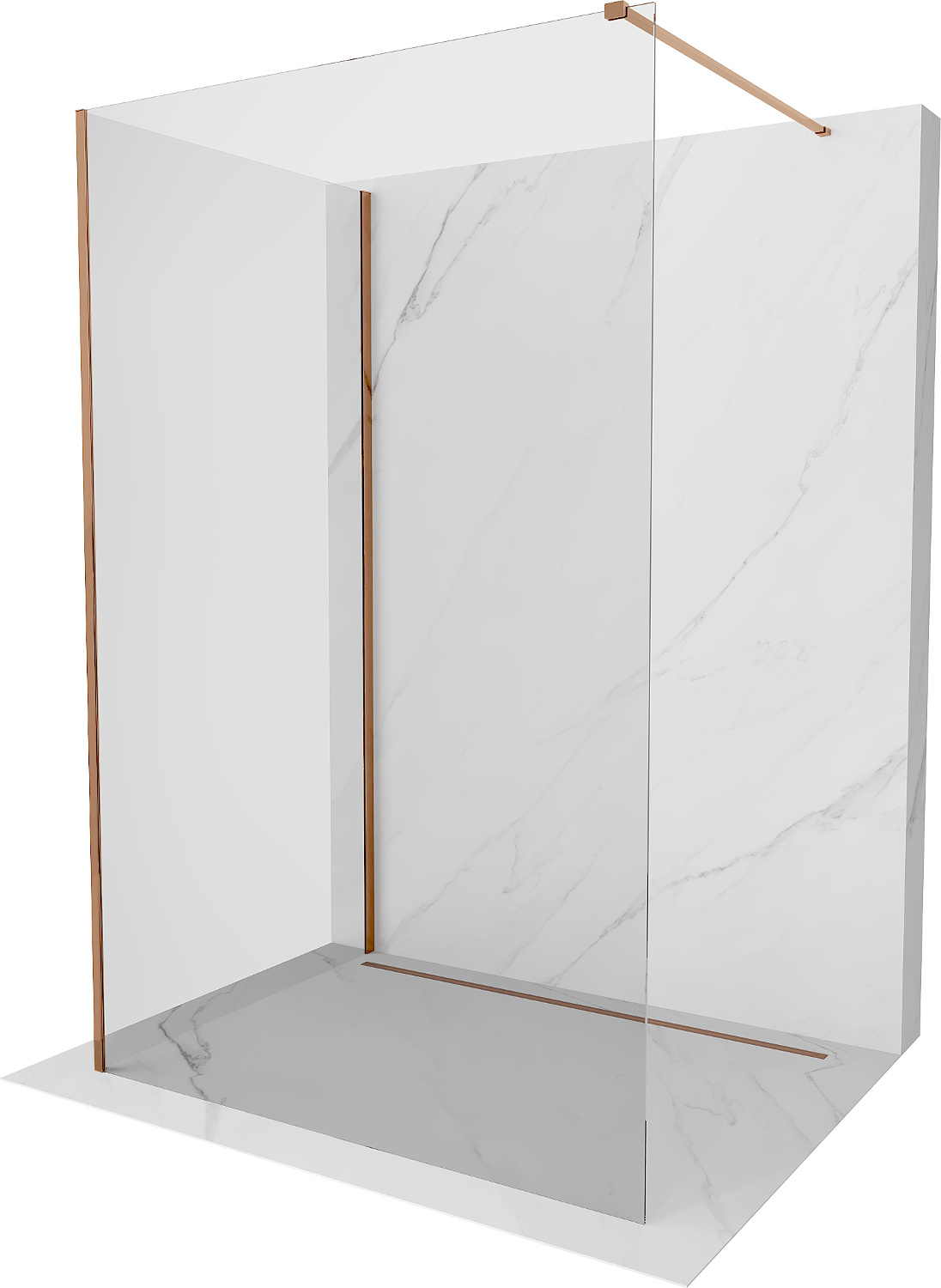 Pardoseala de duș Mexen Kioto Walk-in 140 x 80 cm, transparent, aur roz - 800-140-212-60-00-080